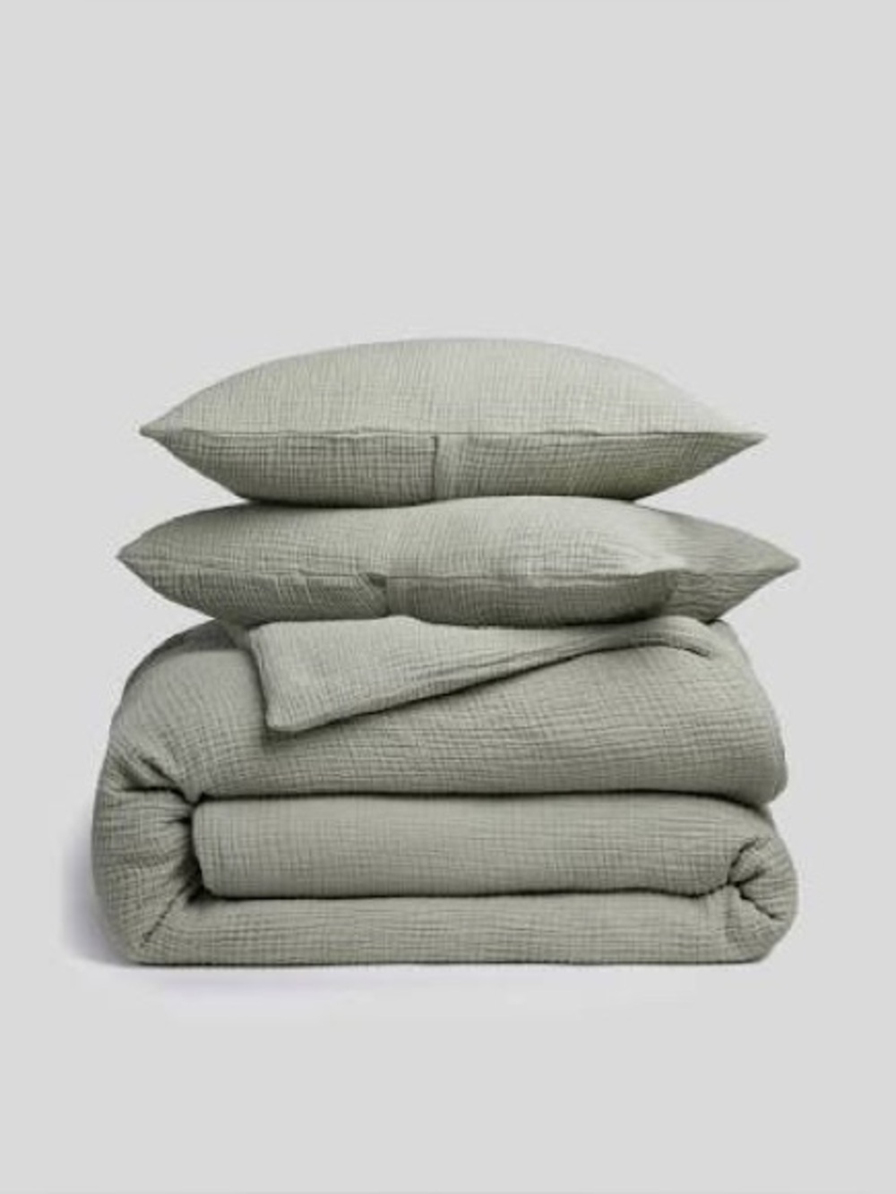 Organic Cloud Cotton Duvet Cover Set (Moss) - King/Cal King / Moss